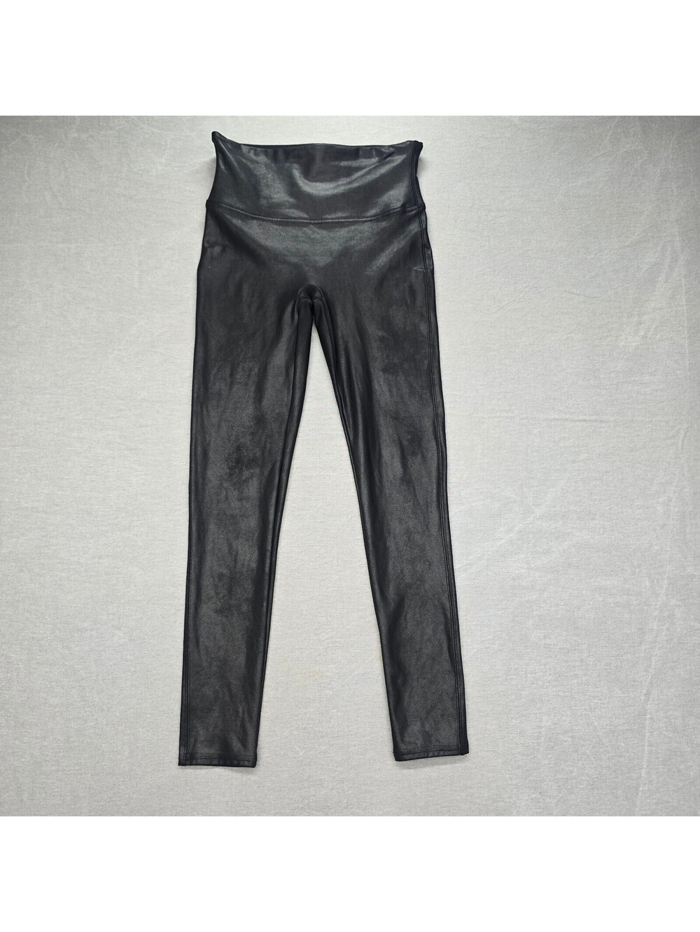 SPANX Faux Leather Leggings Medium Petite MP Black High Waisted Contouring